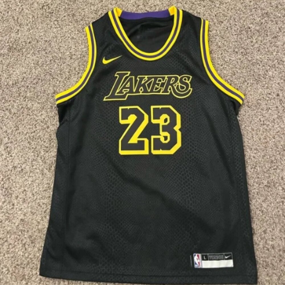Youth Lakers LeBron James Black City Jersey